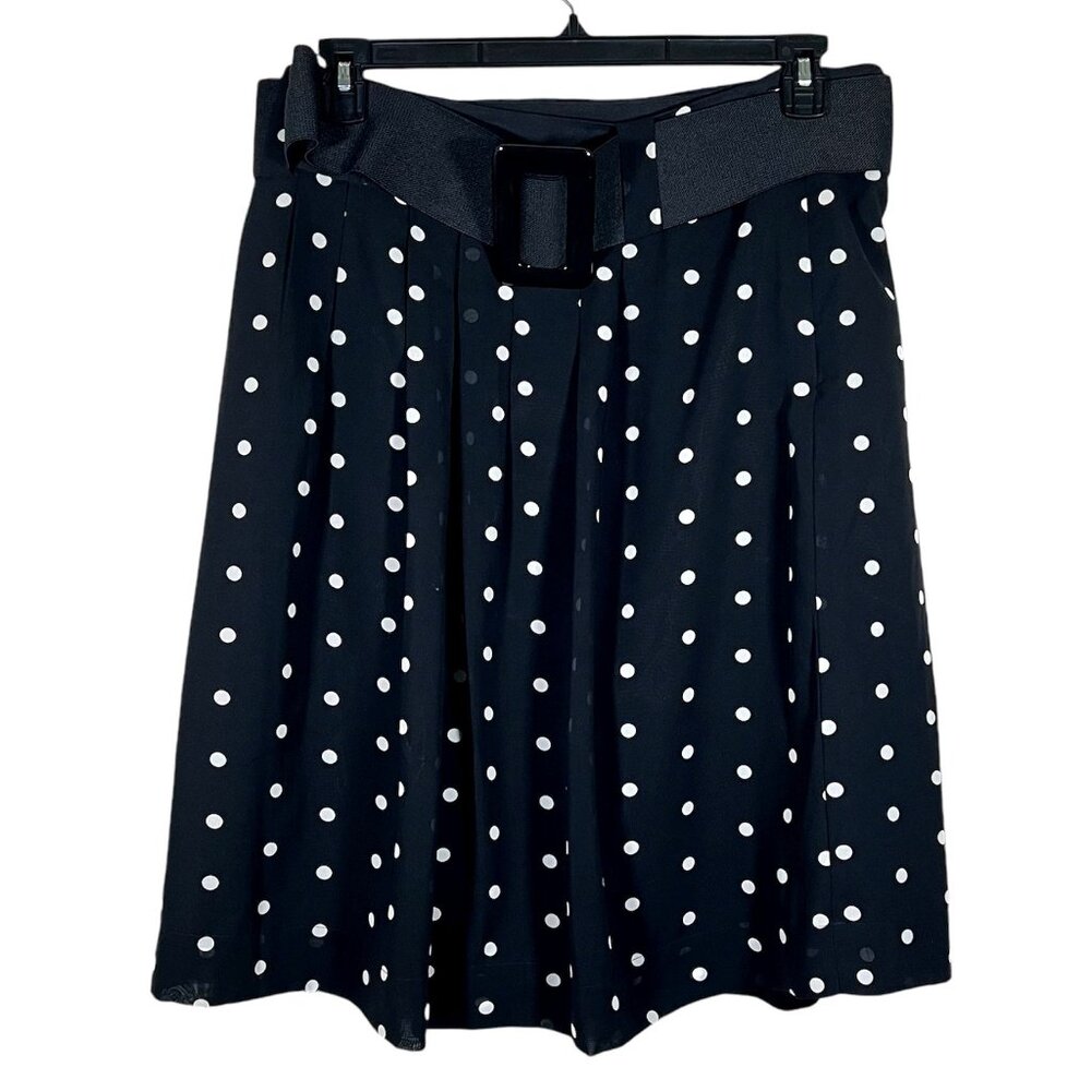 Worthington Size 14 Black and White Polka Dots Lined Skirt